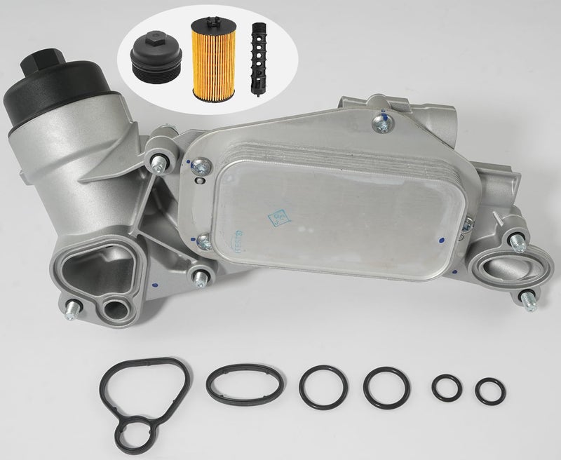 CYTROBE Engine Oil Cooler Filter Housing Assembly Adapter with Gasket  Insert  Cap Compatible with 2008-2019 Chevy Cruze Sonic Malibu Aveo  Buick Cascada  Pontiac G3  Saturn Astra 1.6L 1.8L 25199751 918-432 - Image 1
